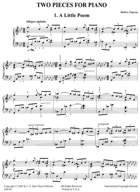 Sample first page of Two Pieces for Piano