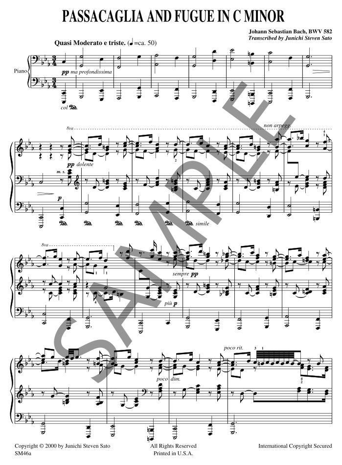 Sample first page of Passacaglia and Fugue