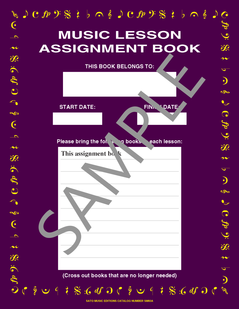Cover of Music Lesson Assignment Book