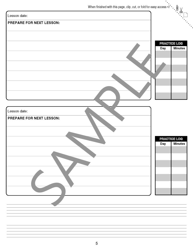 Page 5 of Music Lesson Assignment Book