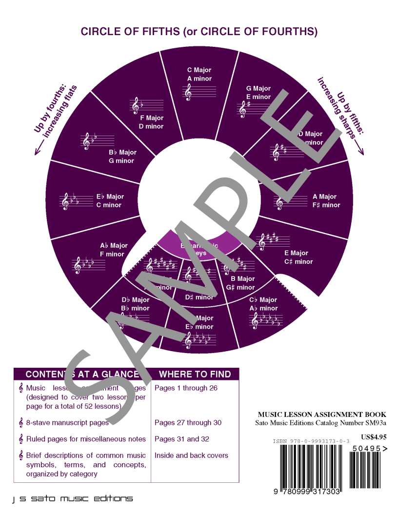 Back cover of Music Lesson Assignment Book